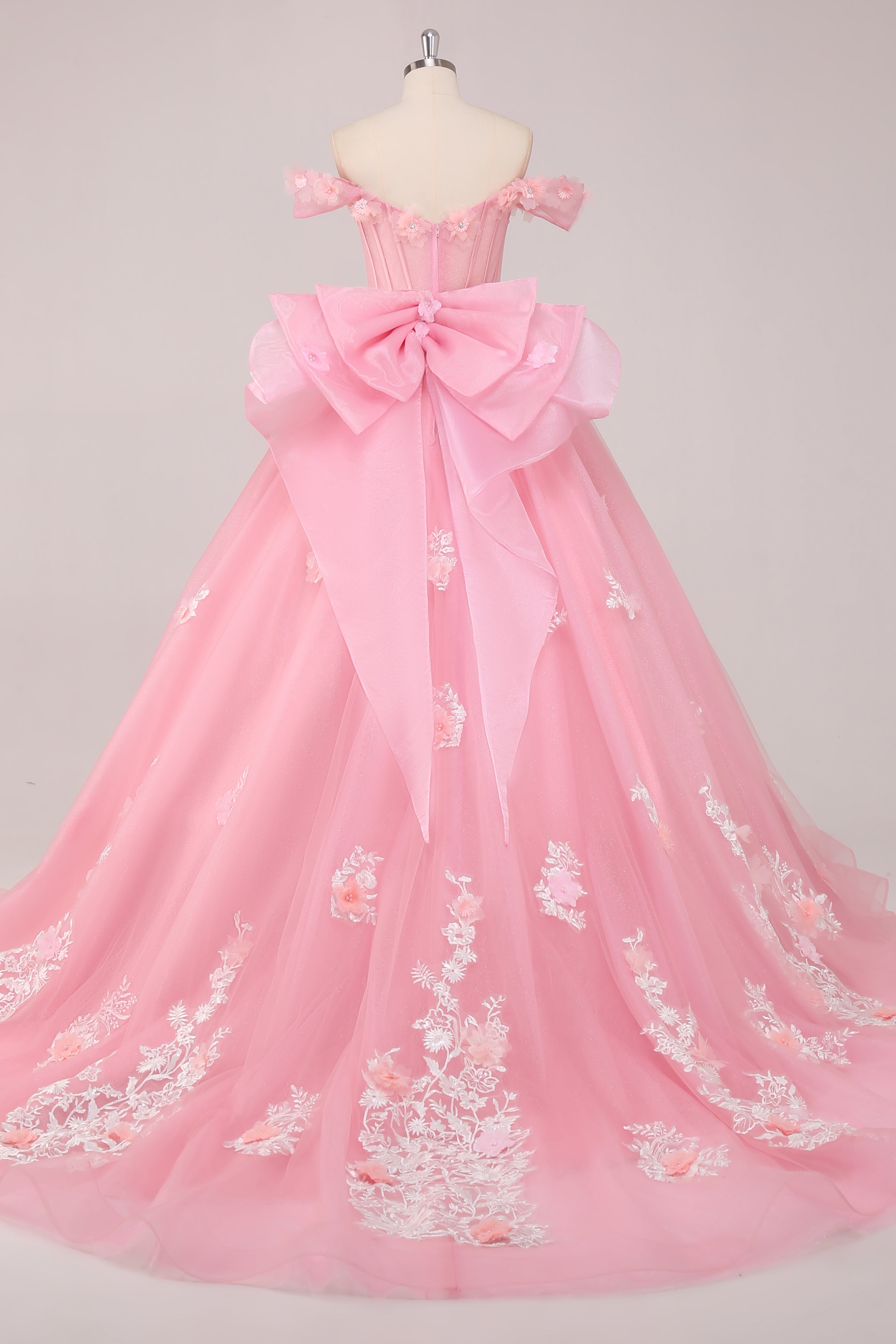 Princess Ball Gown Corset Off the Shoulder Appliqued Quinceanera Dress