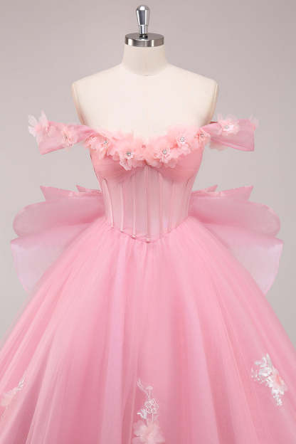 Princess Ball Gown Corset Off the Shoulder Appliqued Quinceanera Dress