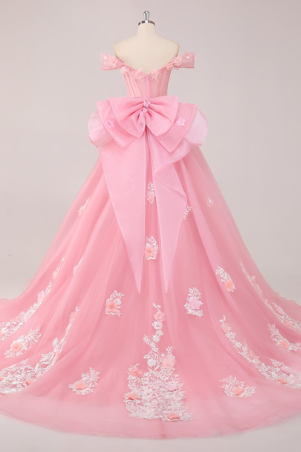 Princess Ball Gown Corset Off the Shoulder Appliqued Quinceanera Dress