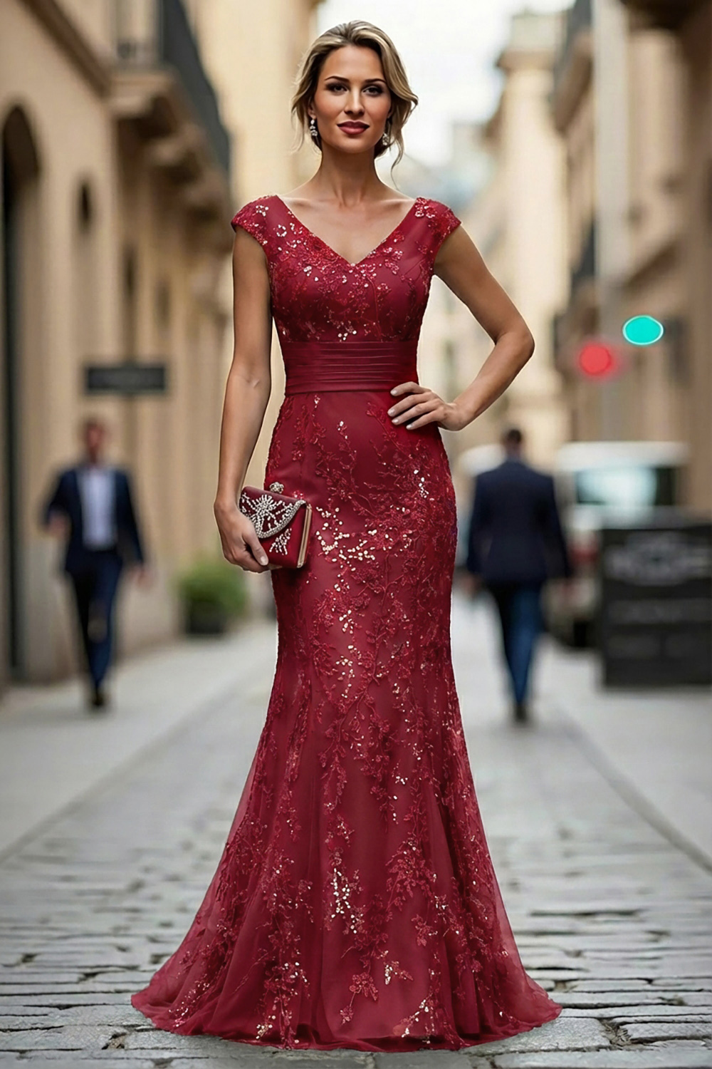 Gorgeous Green Embroidered Mermaid Mother of the Bride Dress