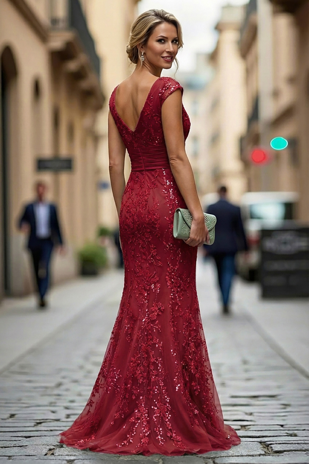 Gorgeous Green Embroidered Mermaid Mother of the Bride Dress