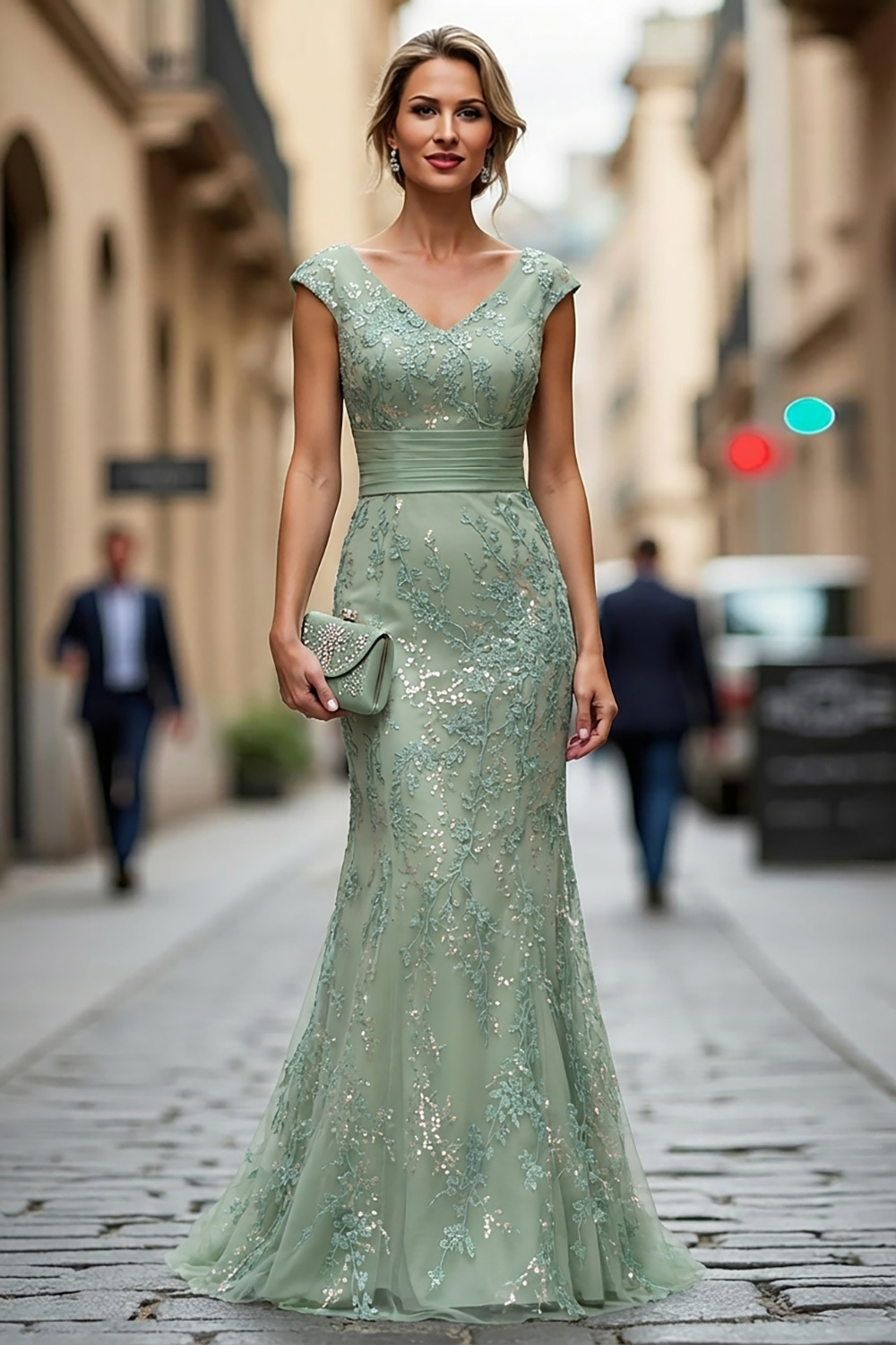 Gorgeous Green Embroidered Mermaid Mother of the Bride Dress