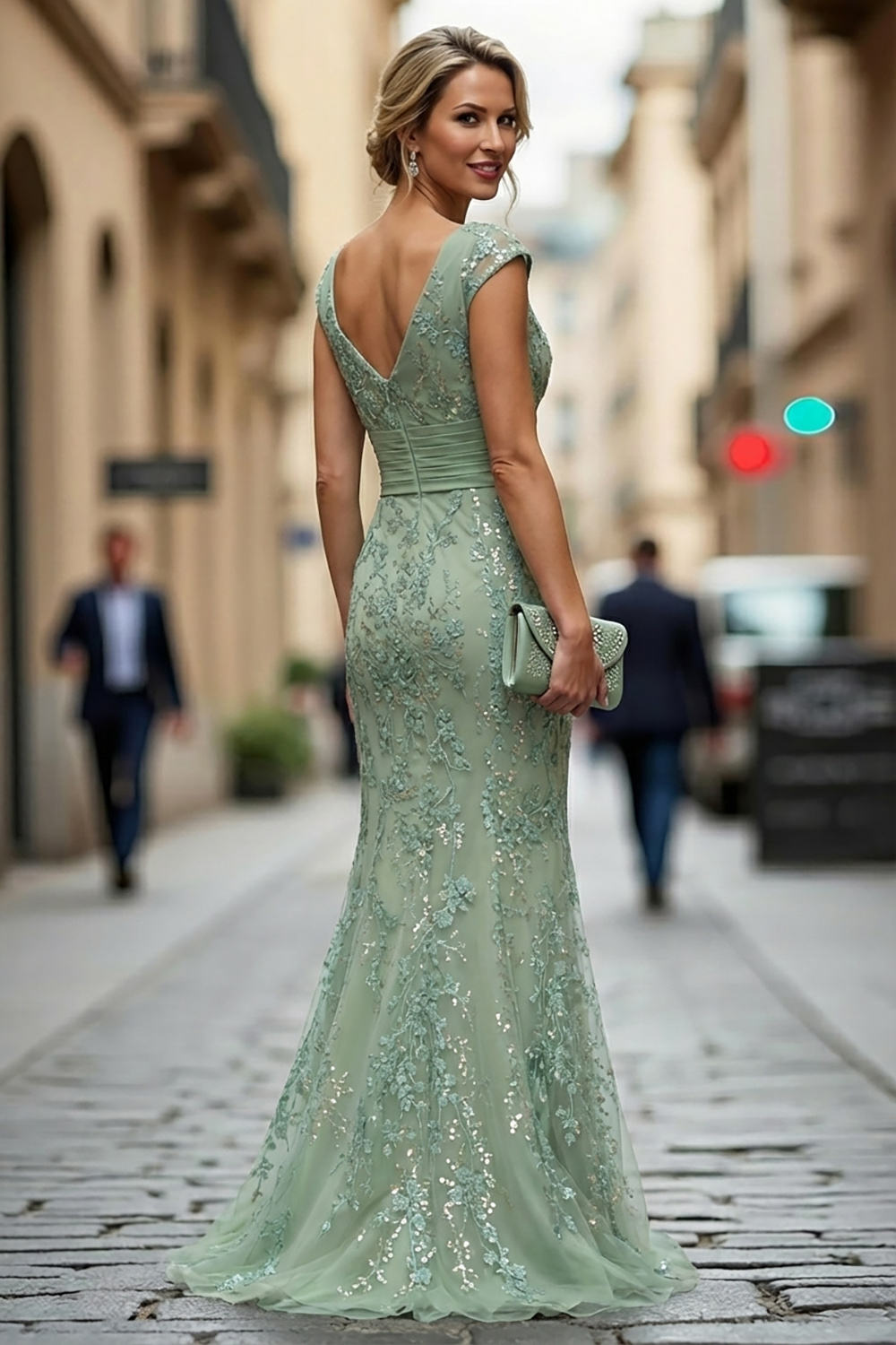 Gorgeous Green Embroidered Mermaid Mother of the Bride Dress
