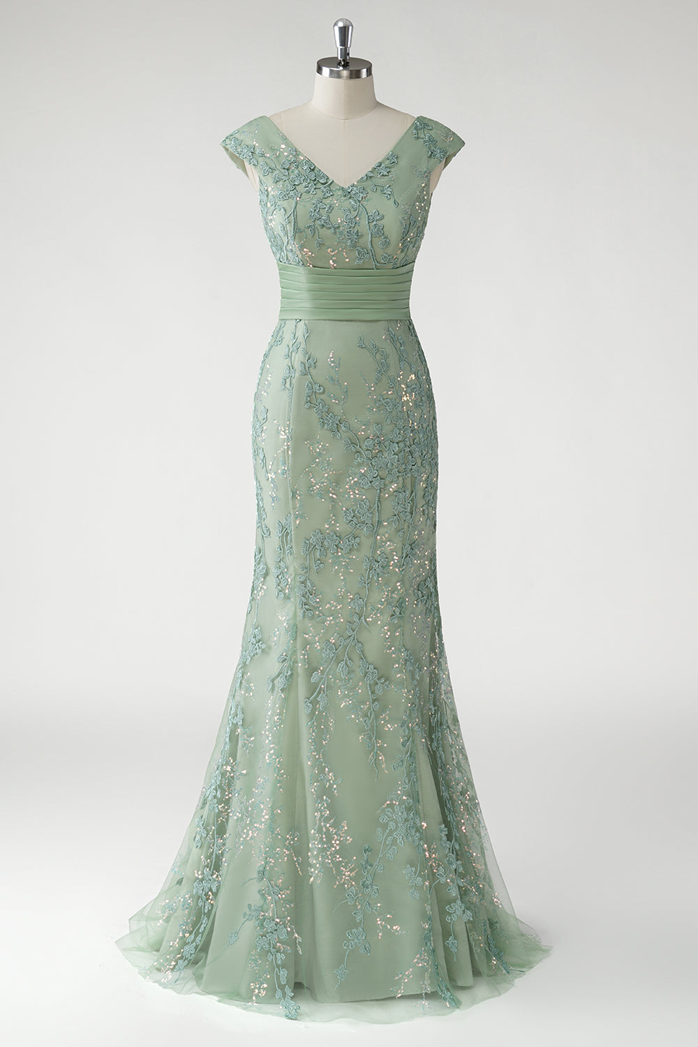 Gorgeous Green Embroidered Mermaid Mother of the Bride Dress