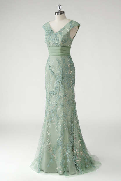 Gorgeous Green Embroidered Mermaid Mother of the Bride Dress