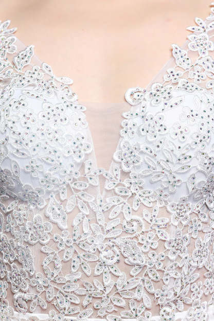 White Applique Mermaid Prom Dress