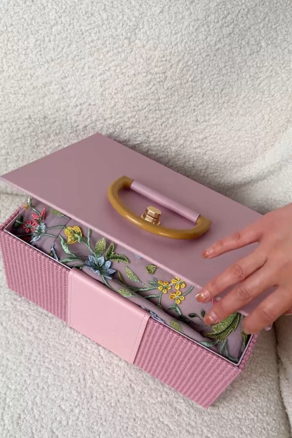 Mauve Floral A Line Embroidered Flutter Sleeves Long Prom Dress