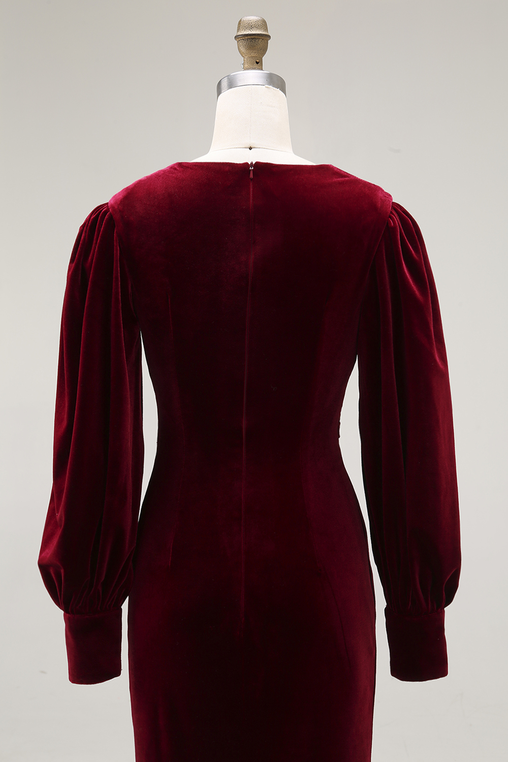 Cabernet Midi Velvet Sheath V-Neck Formal Dress with Sleeves