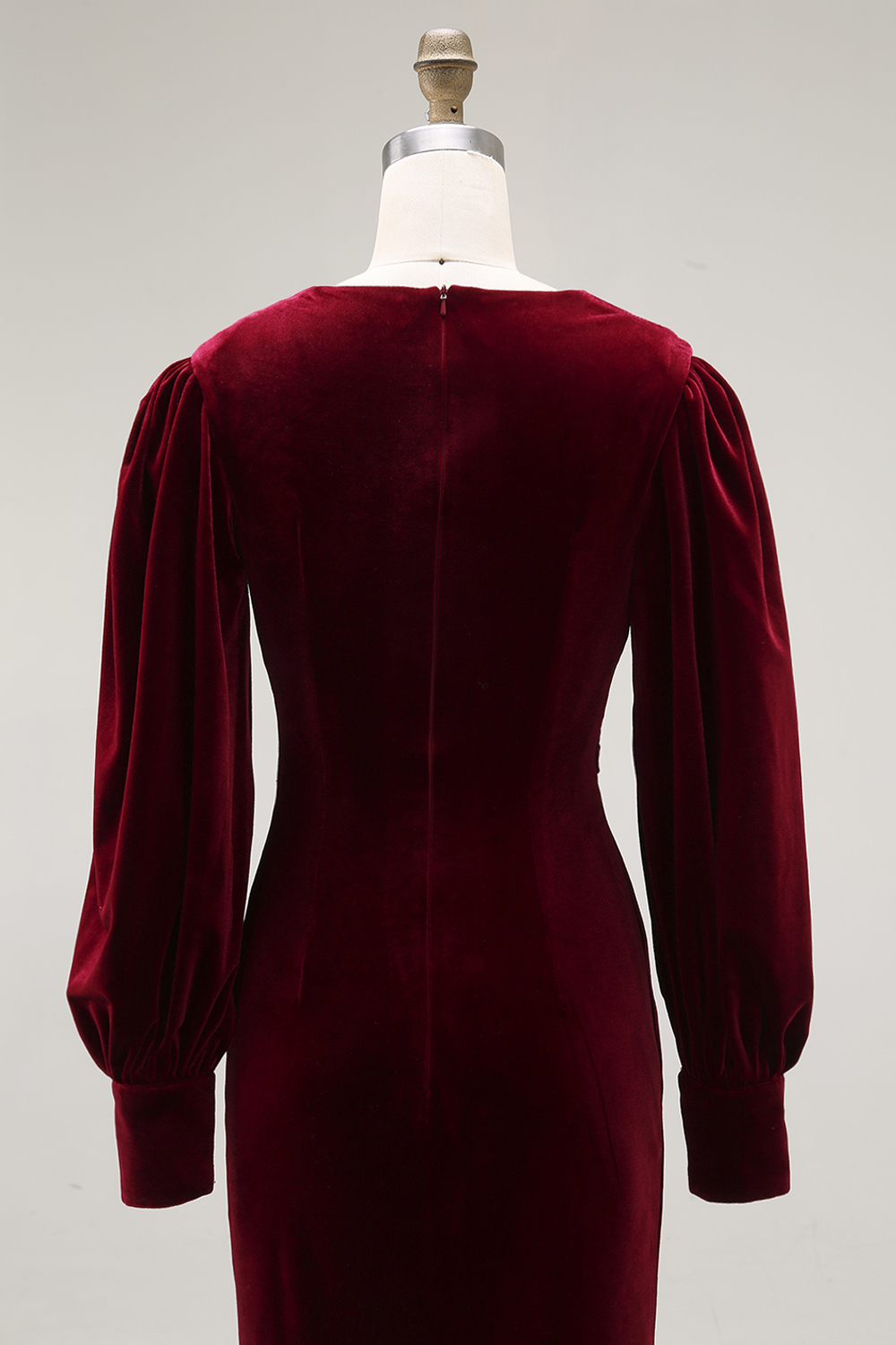 Cabernet Midi Velvet Sheath V-Neck Formal Dress with Sleeves