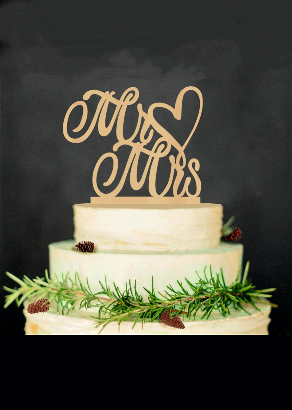 Set of 10 Wedding Cake Woodern Topper