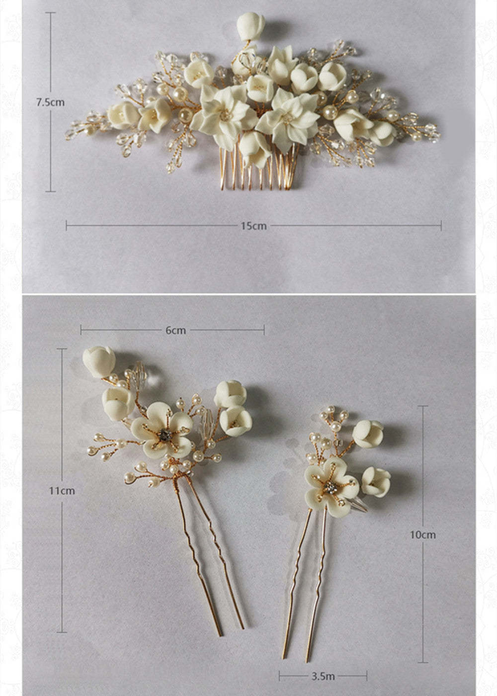 Set of 3 Mini White Flower Hair Pin