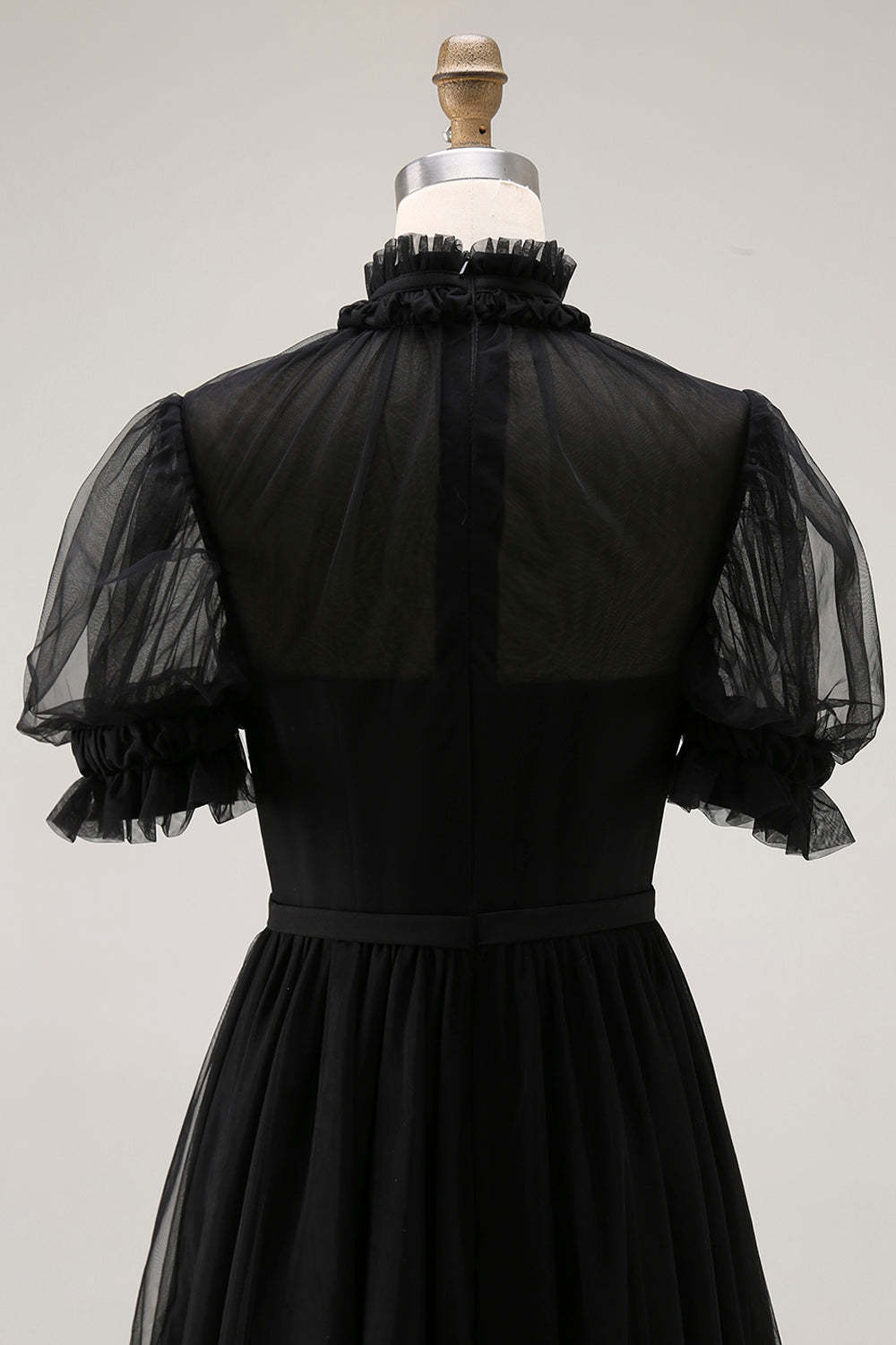 Black Long High Neck Plus Size A Line Formal Dress with Sleeves