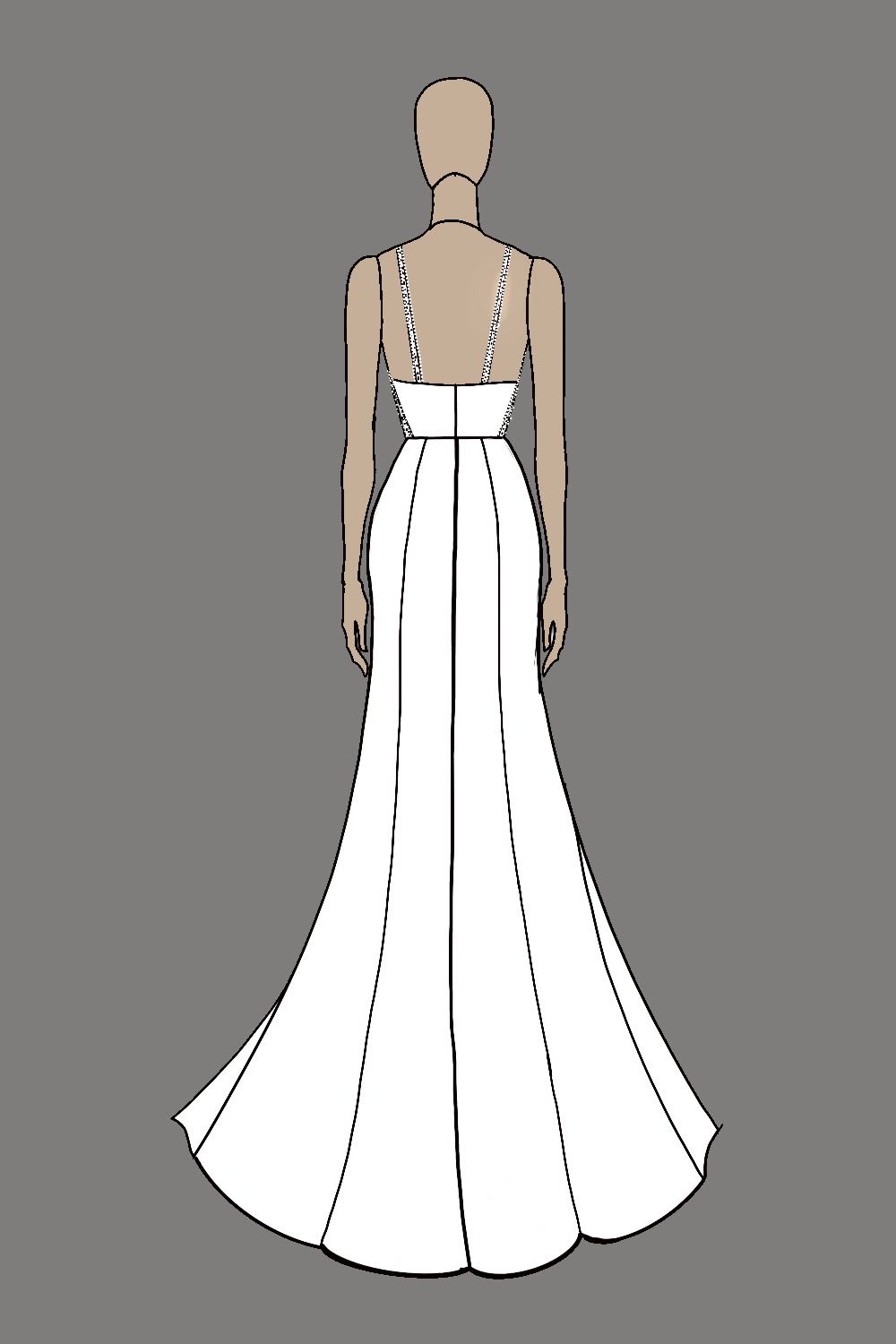 Simple Ivory Square Neck Sheath Satin Wedding Dress with Slit