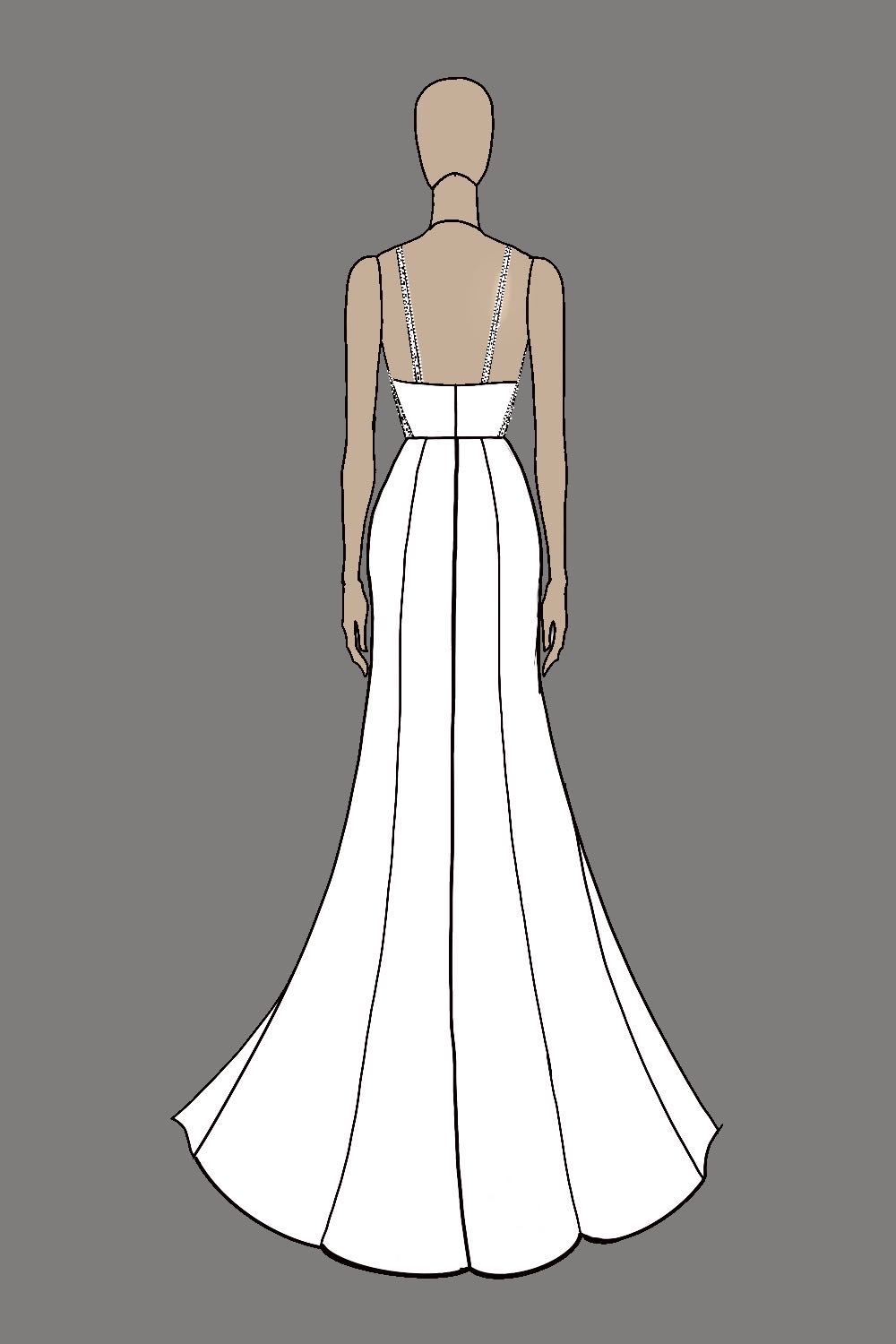 Simple Ivory Square Neck Sheath Satin Wedding Dress with Slit