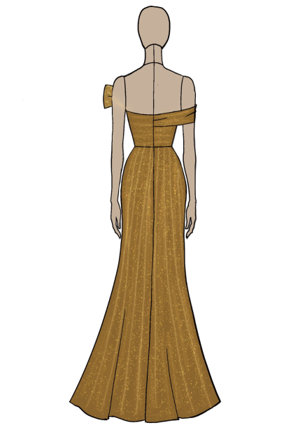 Metallic Golden Off The Shoulder Sheath Prom Slit