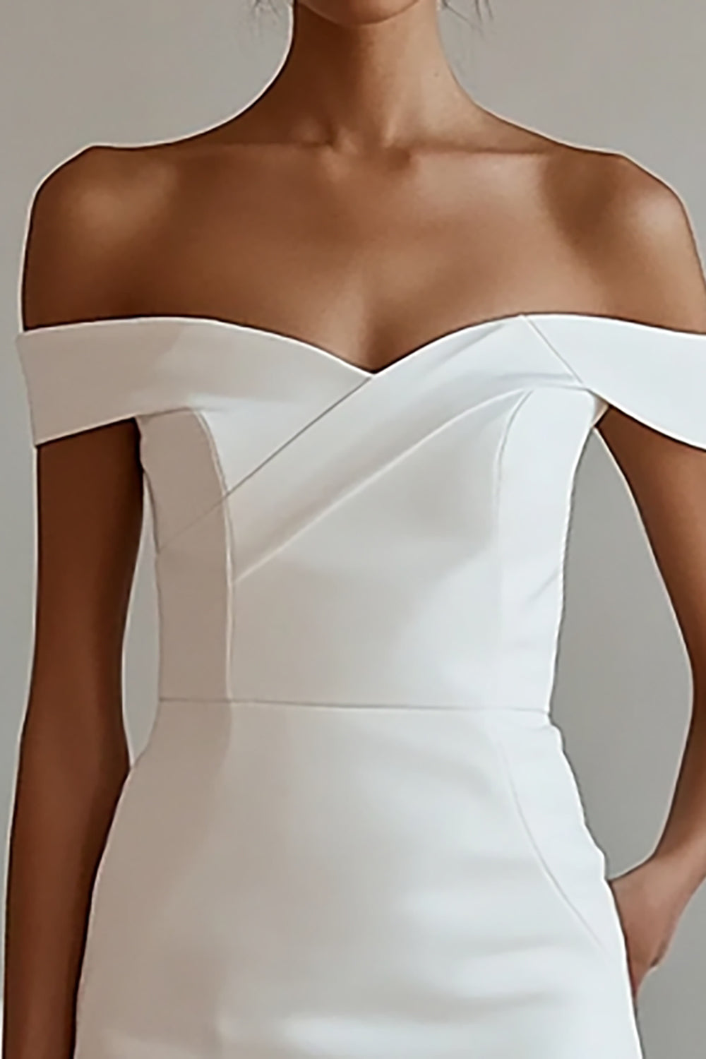 Simple White Bodycon Off the Shoulder Short Graduation Dress