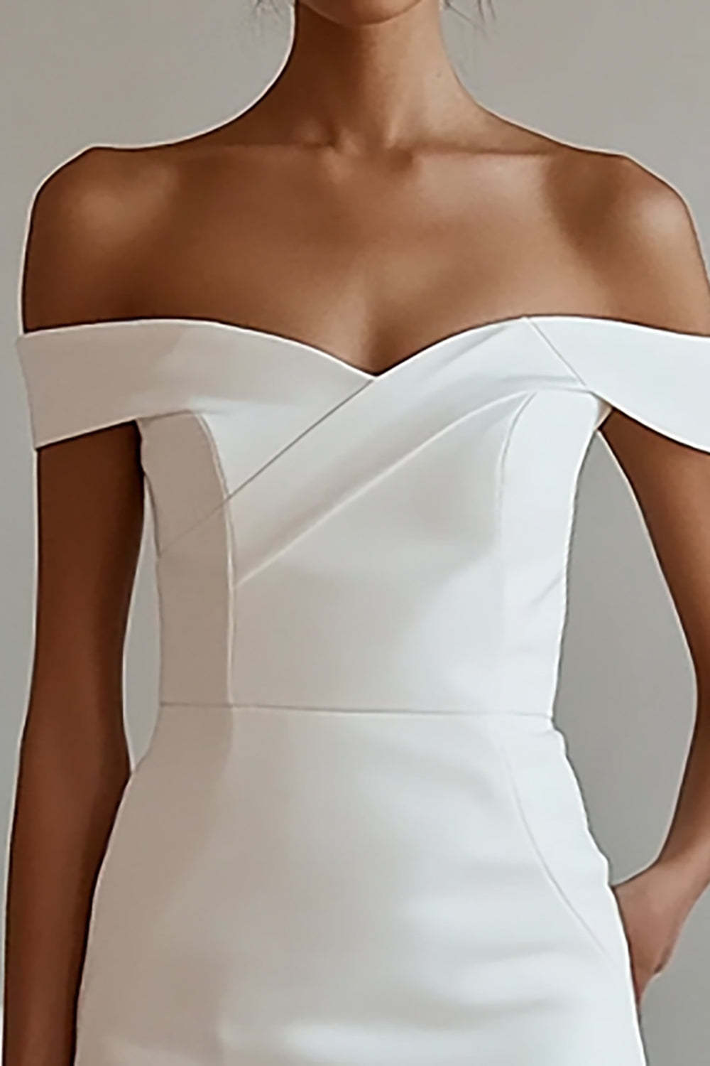 Simple White Bodycon Off the Shoulder Short Graduation Dress