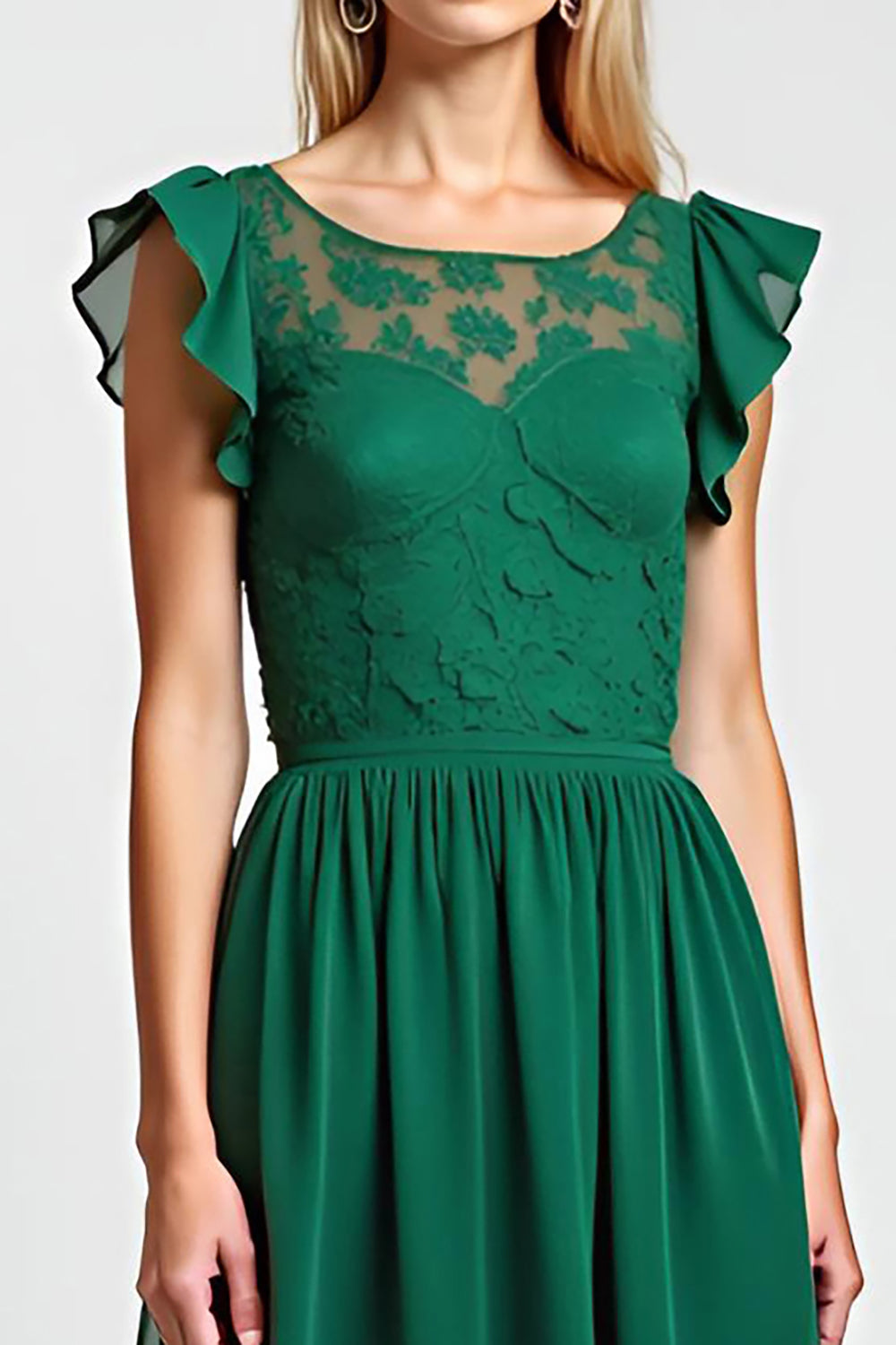 Dark Green Embroidered A Line Chiffon Long Mother of the Bride Dress