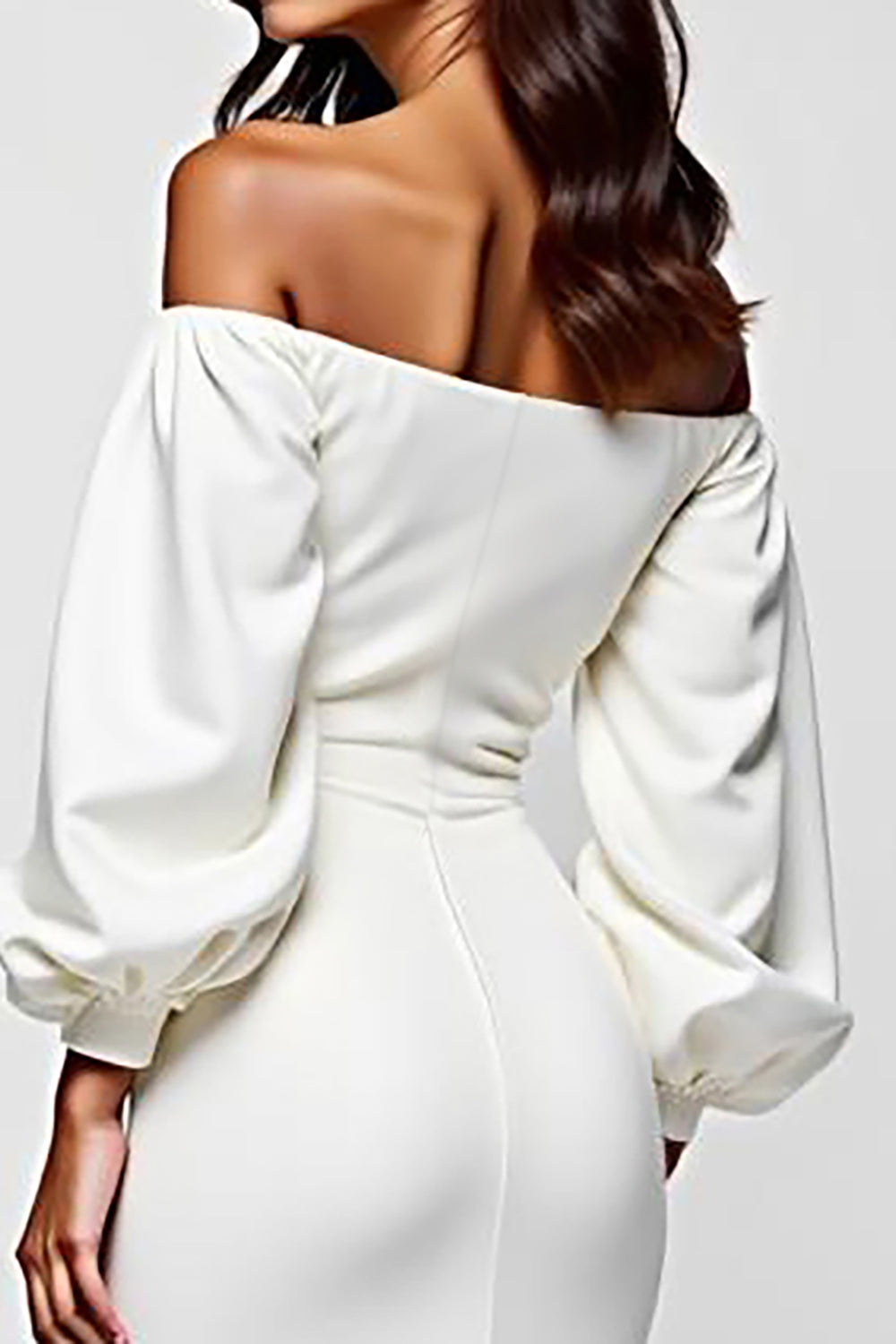 White Bodycon Off the Shoulder Satin Knee Length Graduation Dress