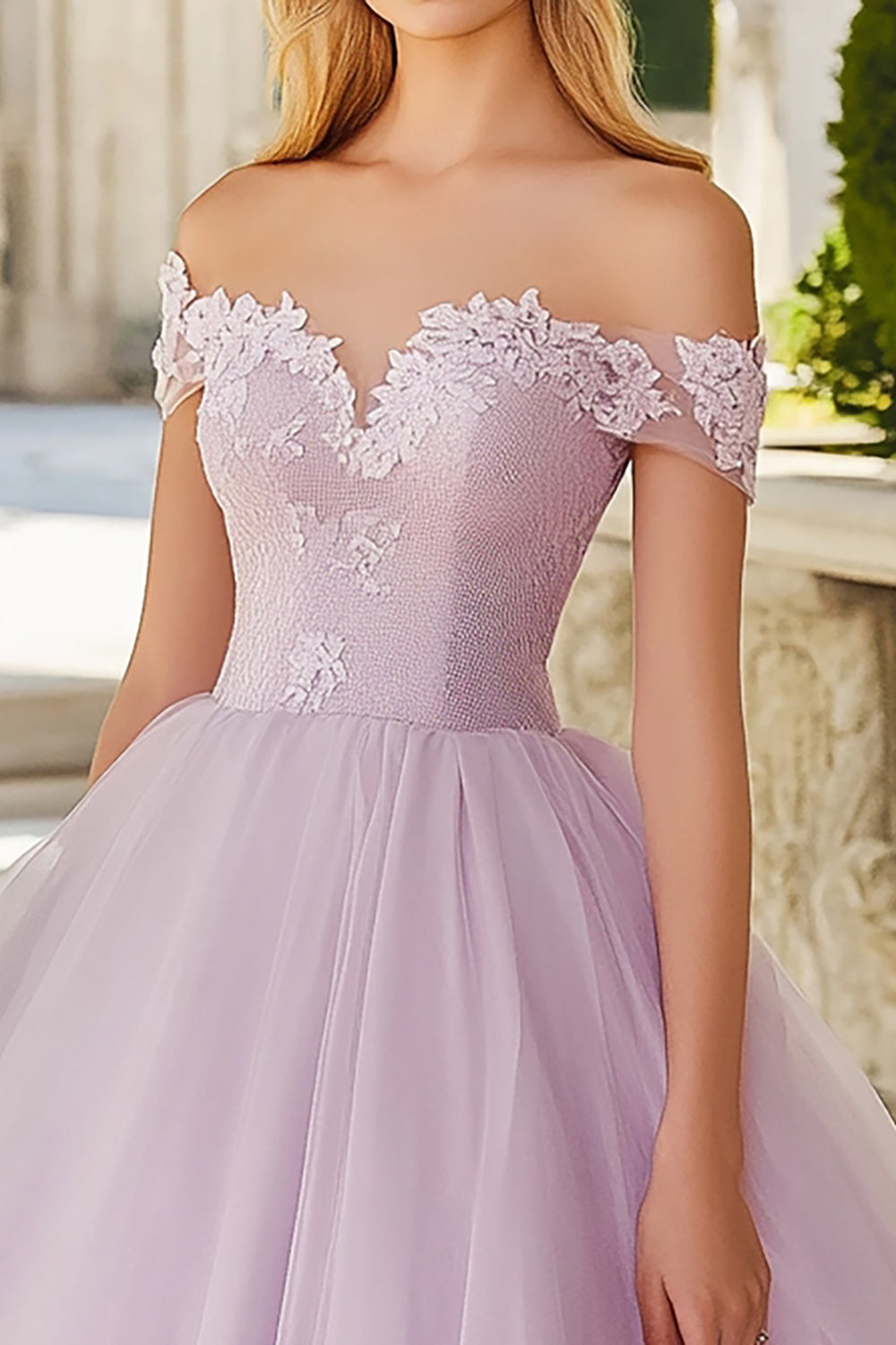 Light Purple Tulle Princess Maxi Quinceanera Dress with Appliques