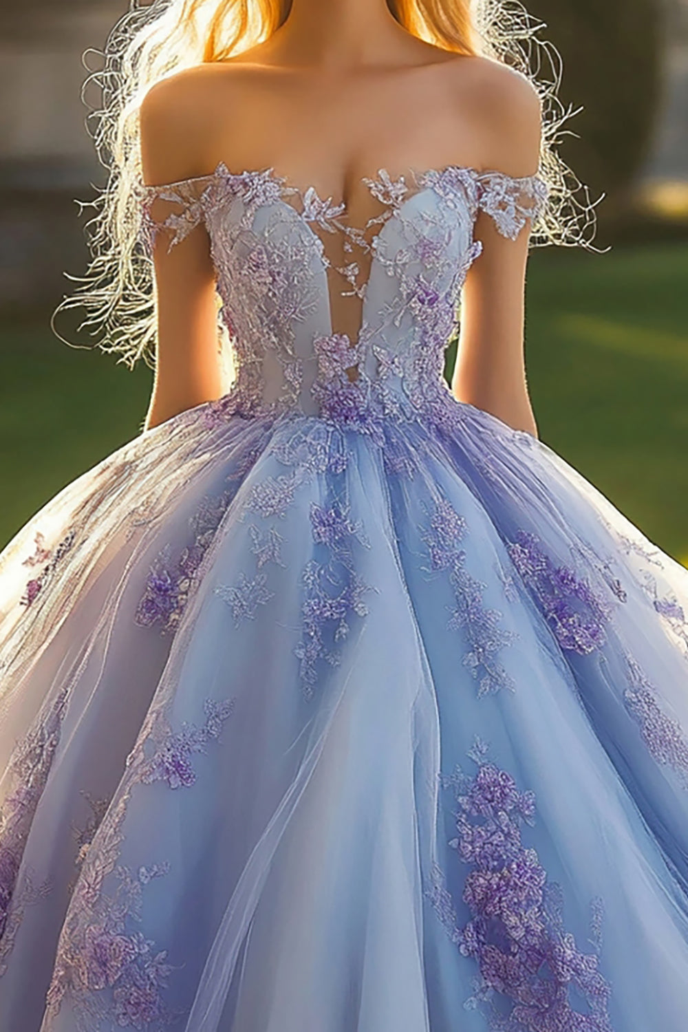 Princess Lavender Ball Gown Tulle Quinceanera Dress with 3D Flowers