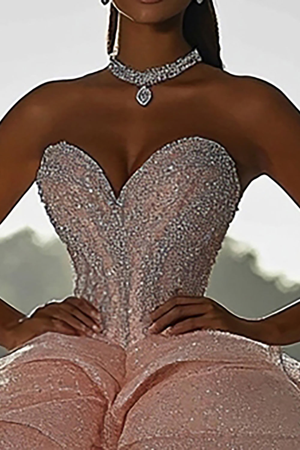 Glitter Pink Ball Gown Sweetheart Sequined Quinceanera Dress
