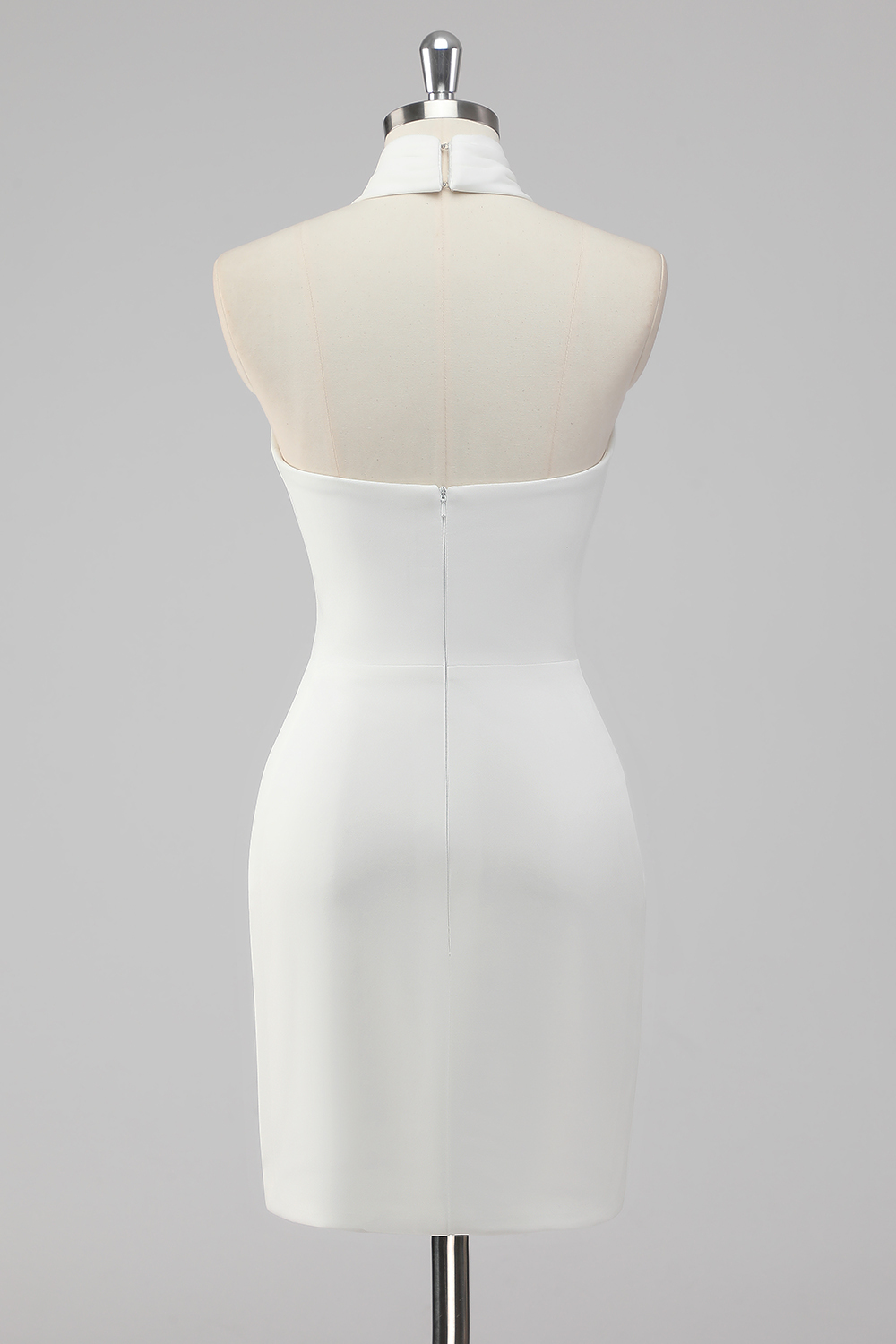 Satin White Bodycon Cross Halter Graduation Dress