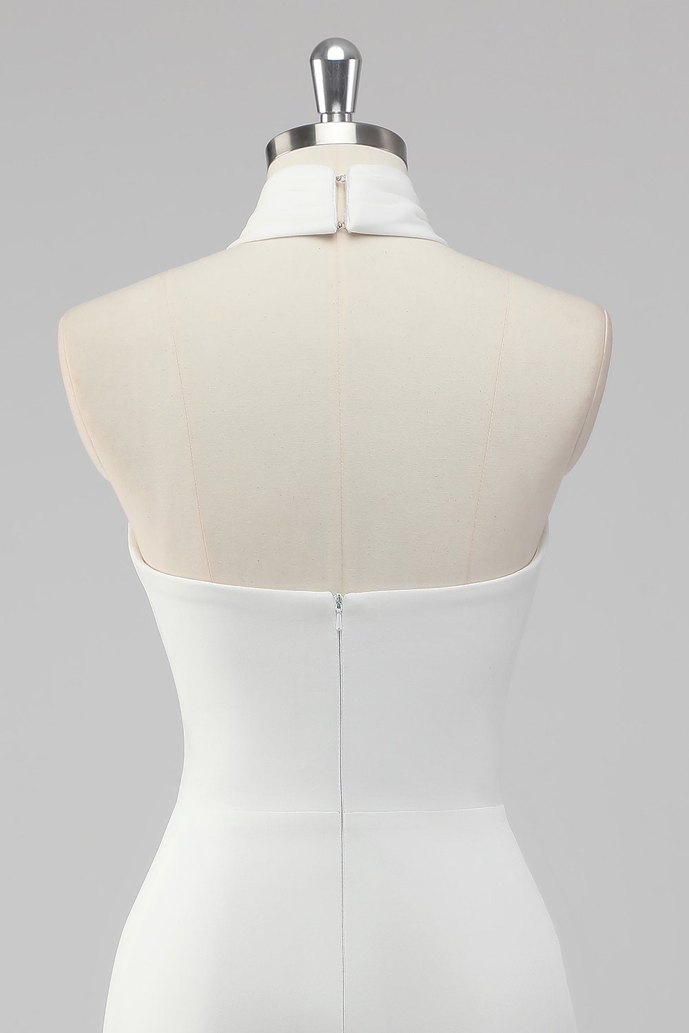 White Bodycon Halter Mini Graduation Dress