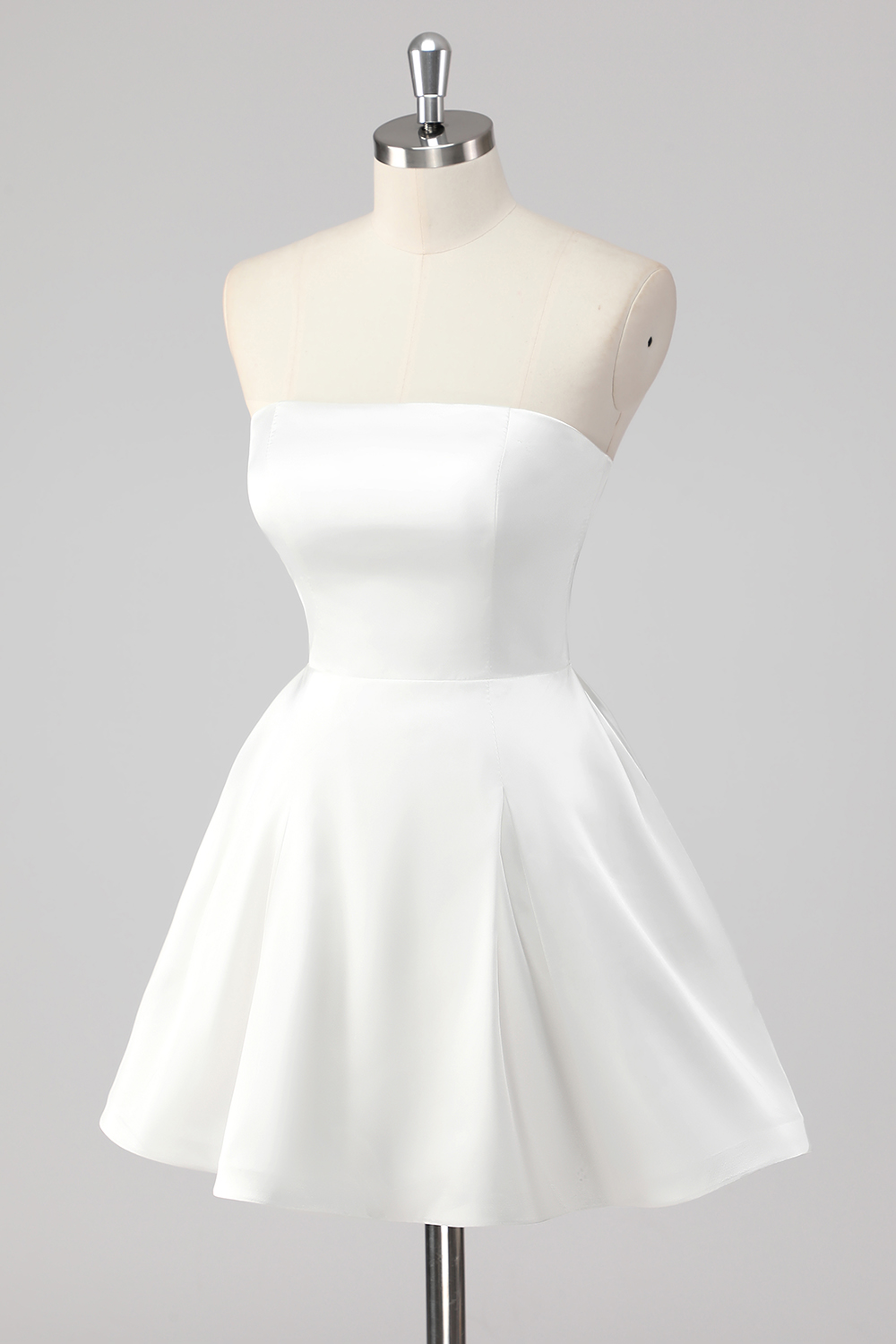 Cute White Mini Strapless A Line Graduation Dress