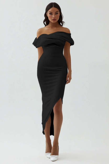 Plus Size White Ruched Sheath Midi Engagement Dress