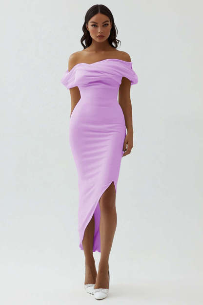 Plus Size White Ruched Sheath Midi Engagement Dress
