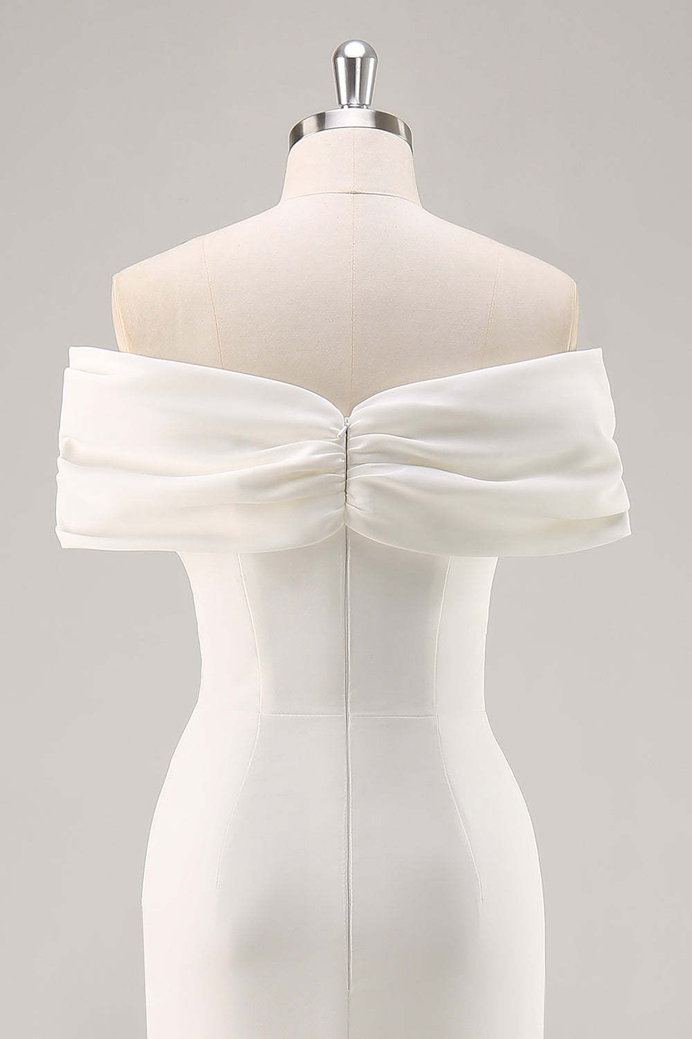 Plus Size White Ruched Sheath Midi Engagement Dress