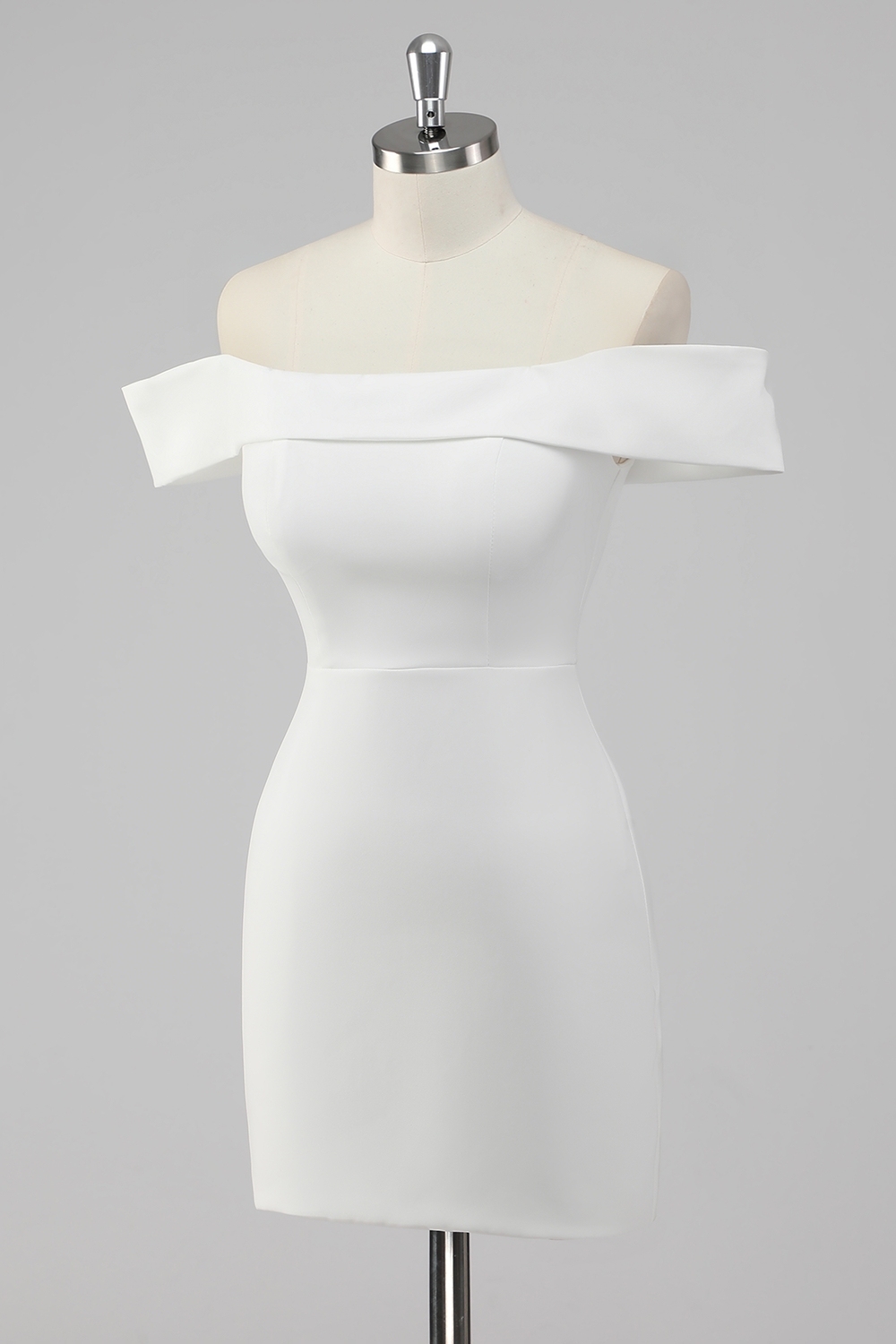White Off The Shoulder Bodycon Mini Graduation Dress
