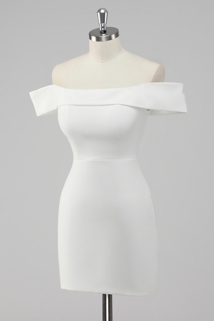 White Off The Shoulder Bodycon Mini Graduation Dress