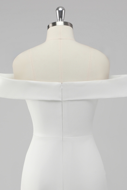 White Off The Shoulder Bodycon Mini Graduation Dress