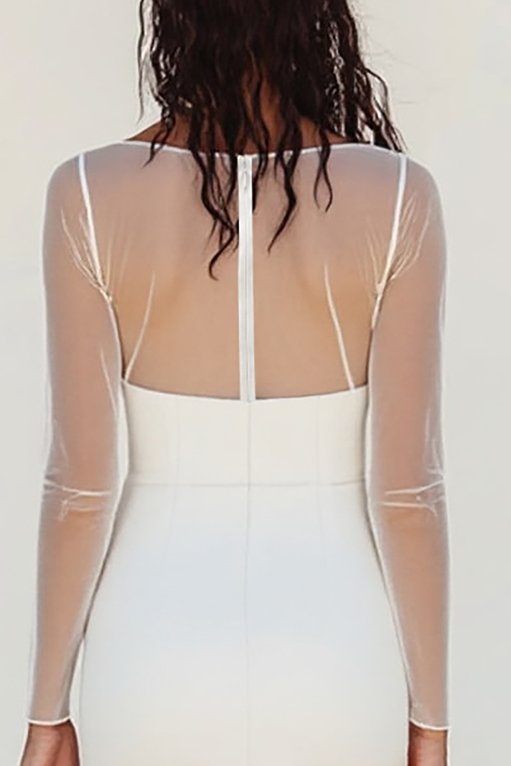 White Boat Neck Chiffon Sheath Long Graduation Dress