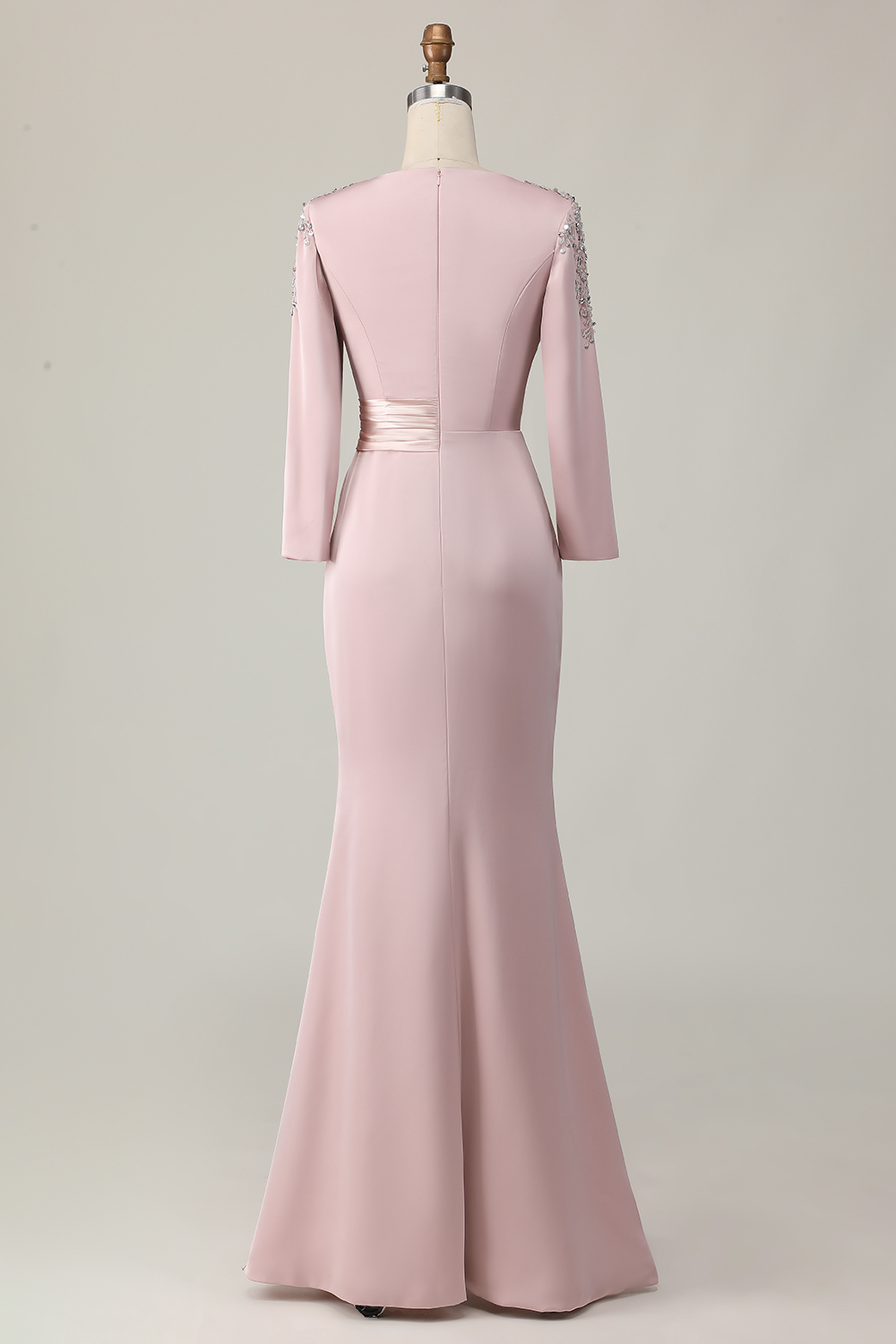 Blush Satin Sheath Mother of the Bride Dress with Ruffles