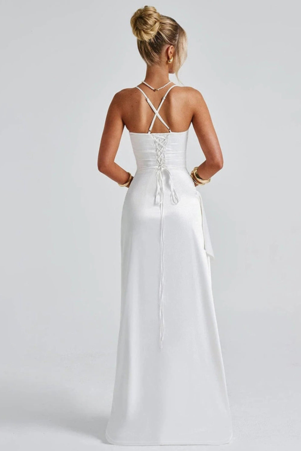 Chic Black Spaghetti Straps Maxi Formal Dress with Slit