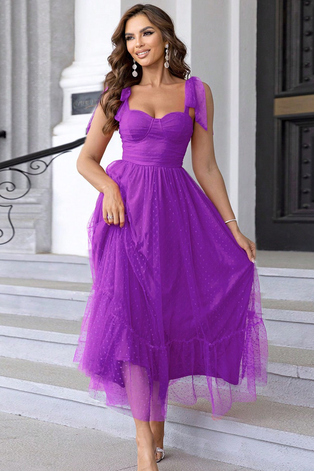 A Line Pleated Bow Spaghetti Straps Black Long Prom Dress