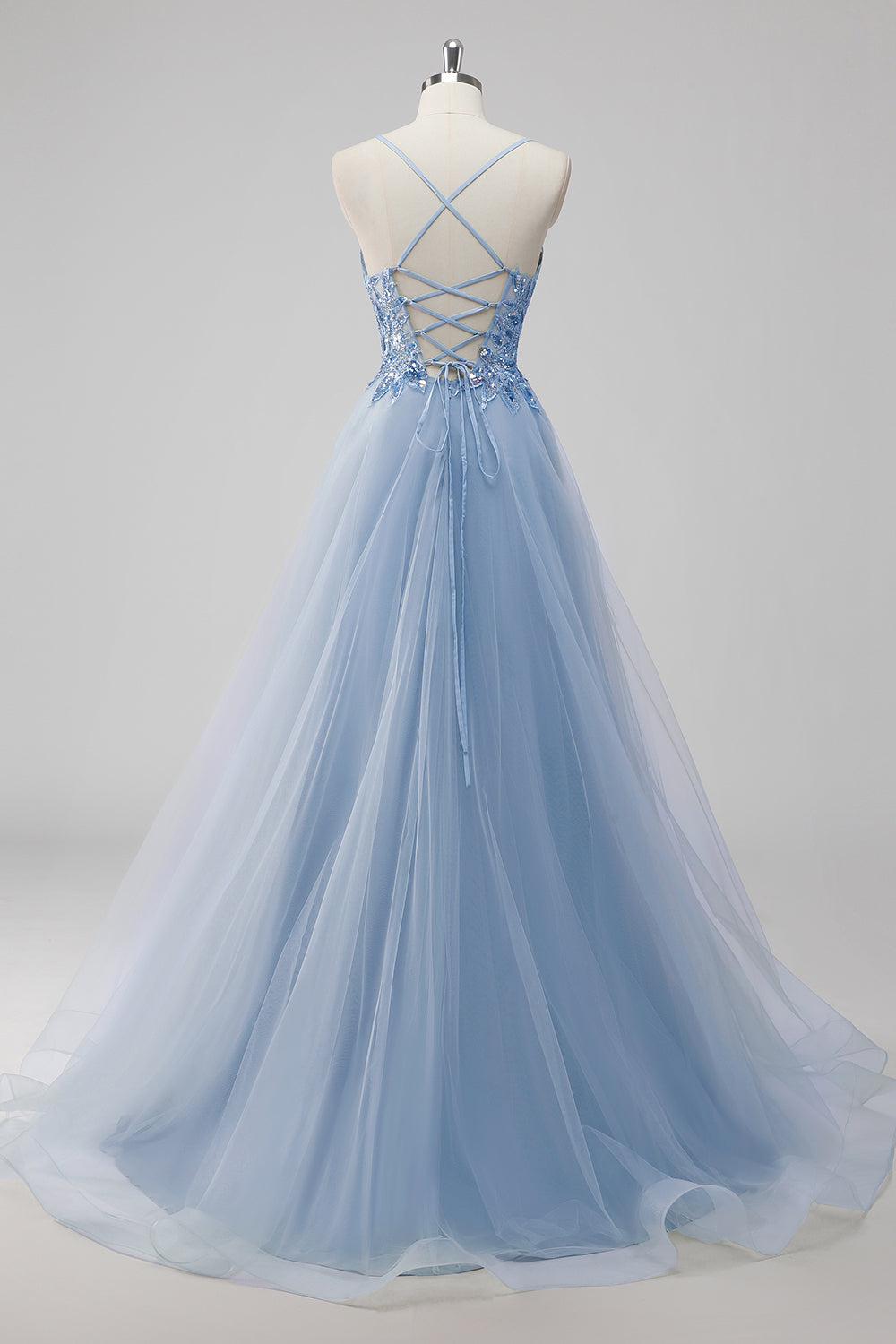 Saprkly Green Sequin A Line Lace Up Back Maxi Prom Dress