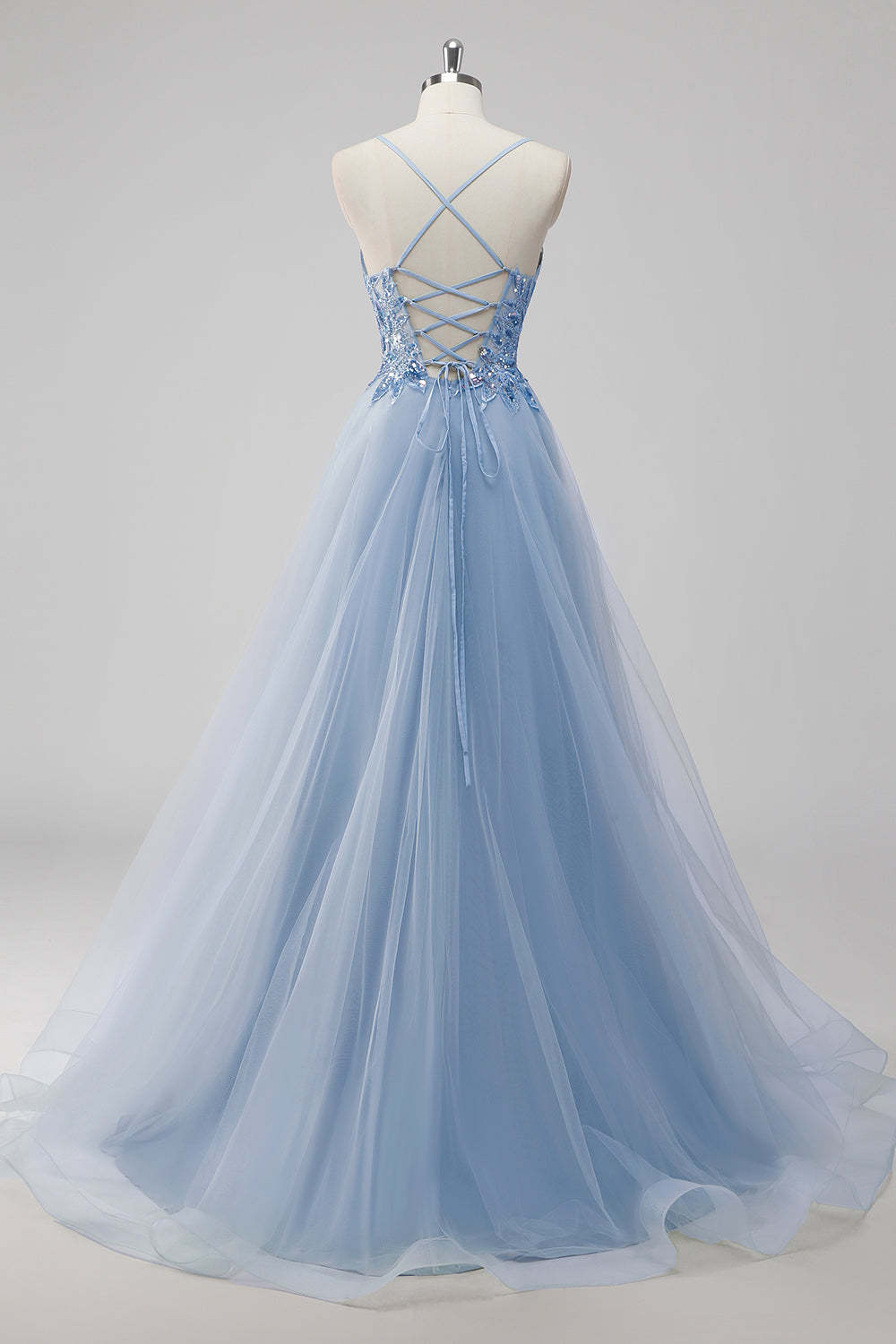 Saprkly Green Sequin A Line Lace Up Back Maxi Prom Dress