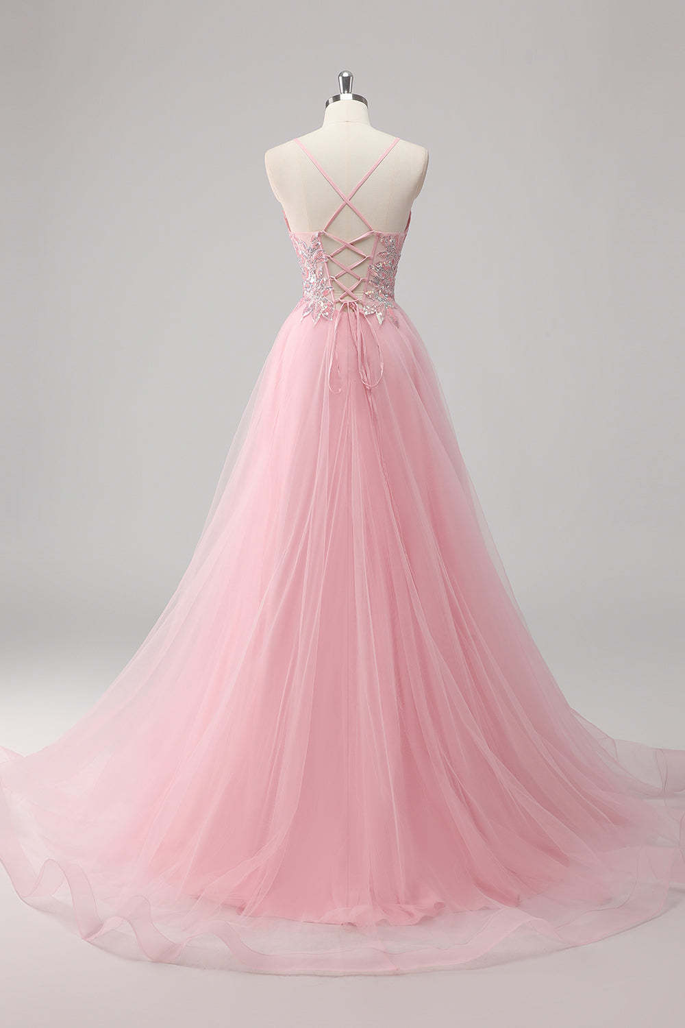 Saprkly Green Sequin A Line Lace Up Back Maxi Prom Dress