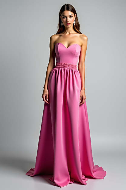 Fuchsia Strapless Sweetheart A Line Long Prom Dress
