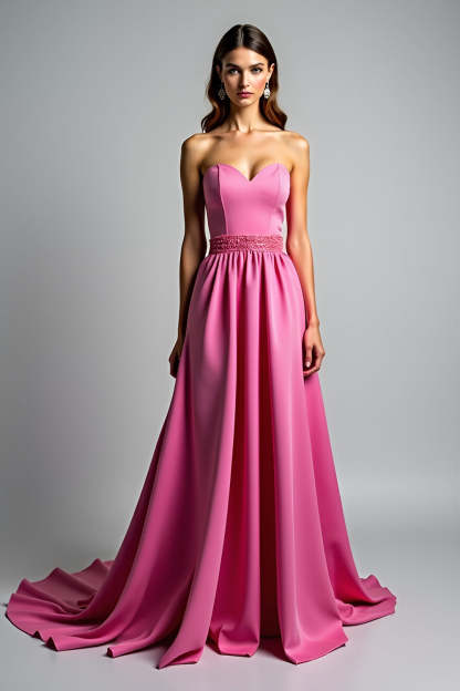 Leely Women A Line Fuchsia Sweetheart Prom Dress Stain Strapless Long Formal Dress