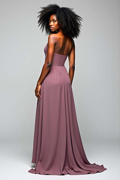 Grey Purple Halter Chiffon A Line Long Wedding Guest Dress with Slit