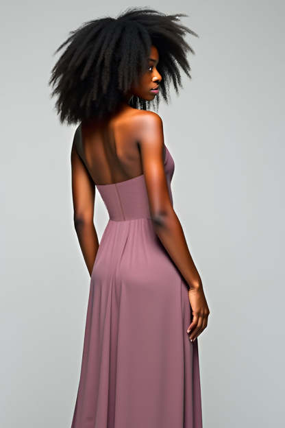 Grey Purple Halter Chiffon A Line Long Wedding Guest Dress with Slit