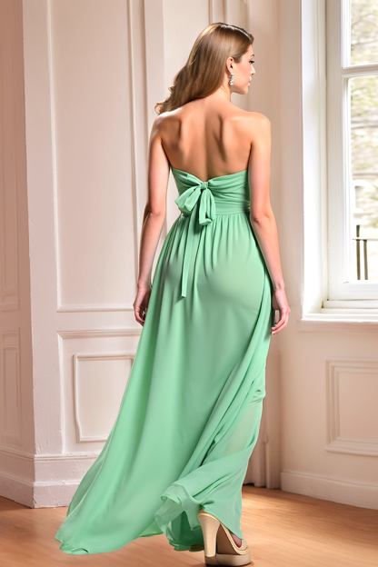 Mint Strapless Keyhole Bridesmaid Dress with Cape