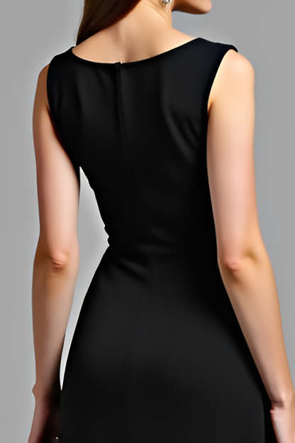 Pretty Black V Neck A Line Knee Length Graduation Dress