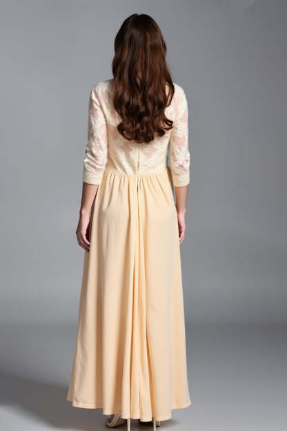 Champagne Half Sleeve Embroidered A Line Mother of the Bride Dress