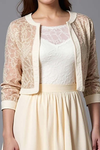 Champagne A Line Tea Length Mother of the Bride Dress with Jacket